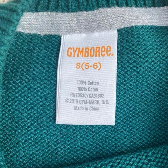 GYMBOREE Reindeer Knit Sweater Size 5-6 Green Winter Holiday Christmas Deer Crew - Picture 5 of 6